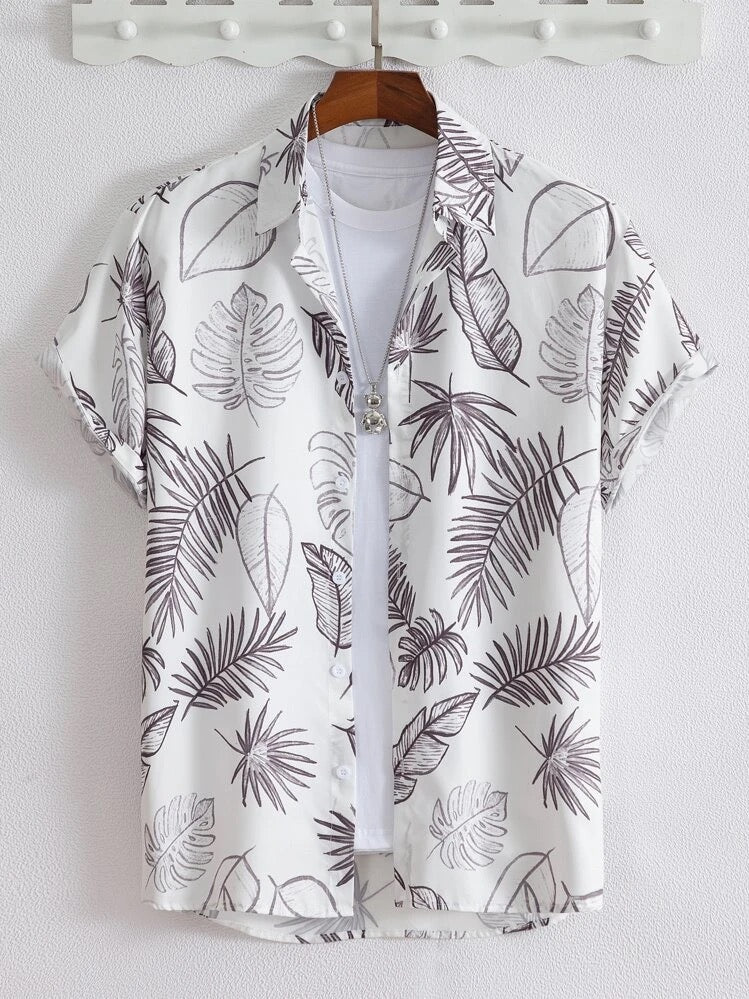 Camisa con estampado de hoja