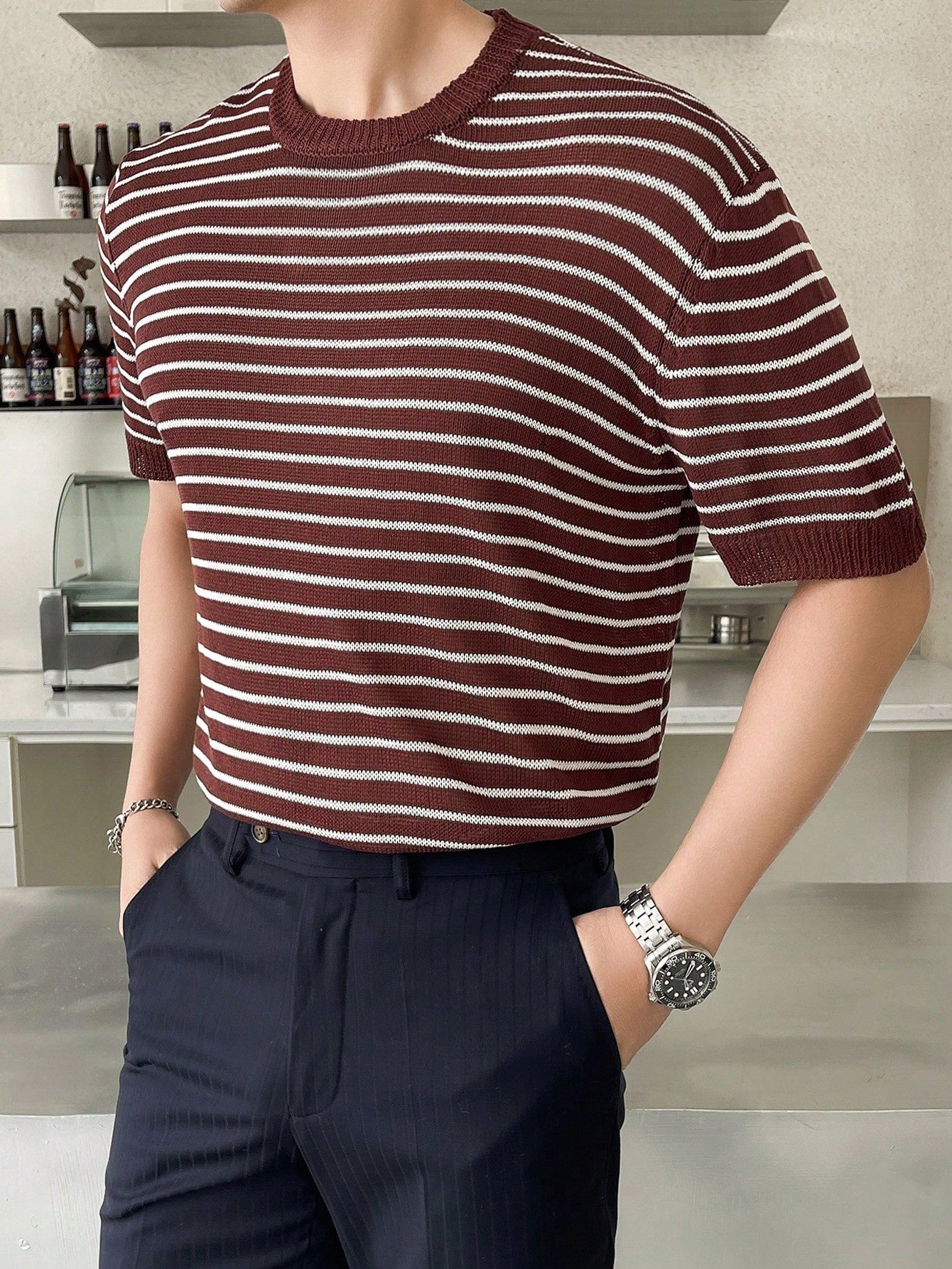 Camiseta de punto a raya