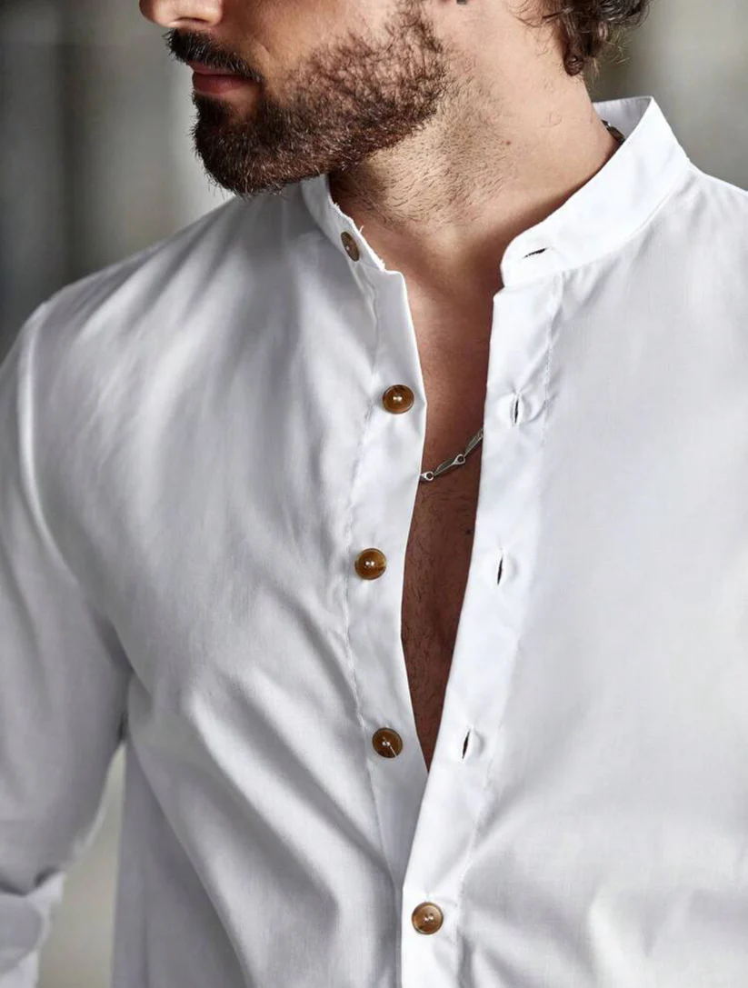 L - Camisa manga larga unicolor