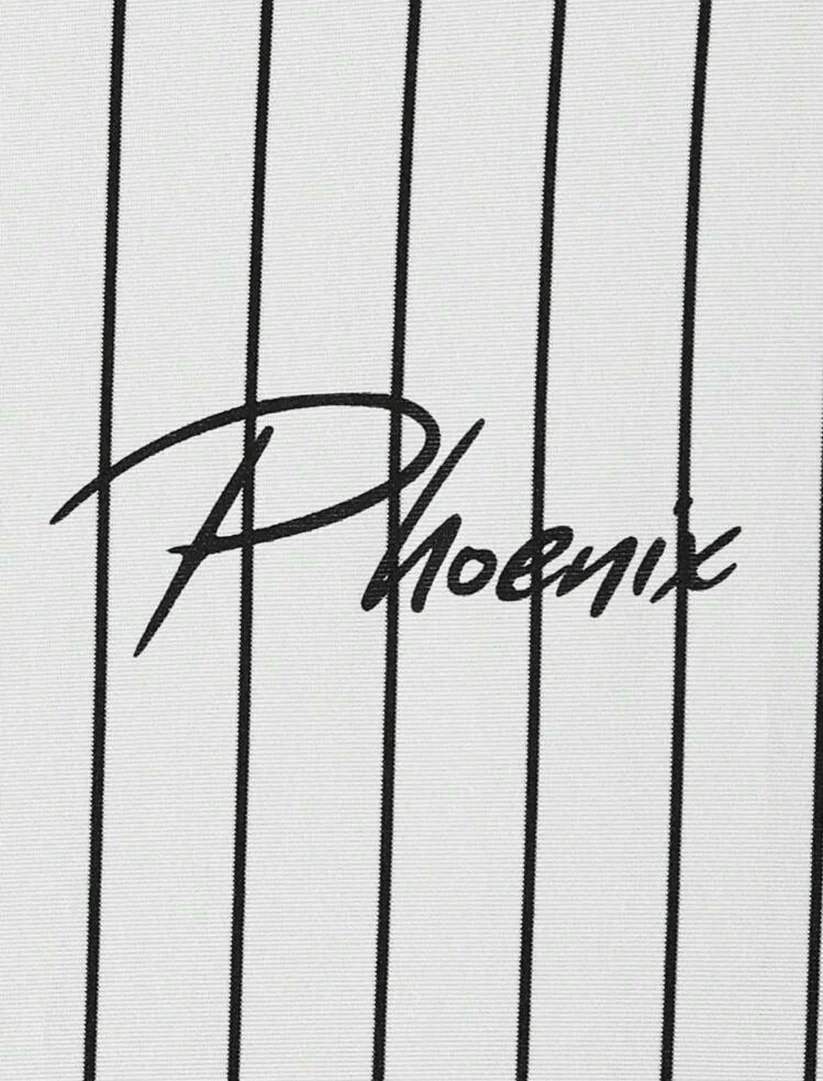 XL - Camiseta con estampado de rayas y letras