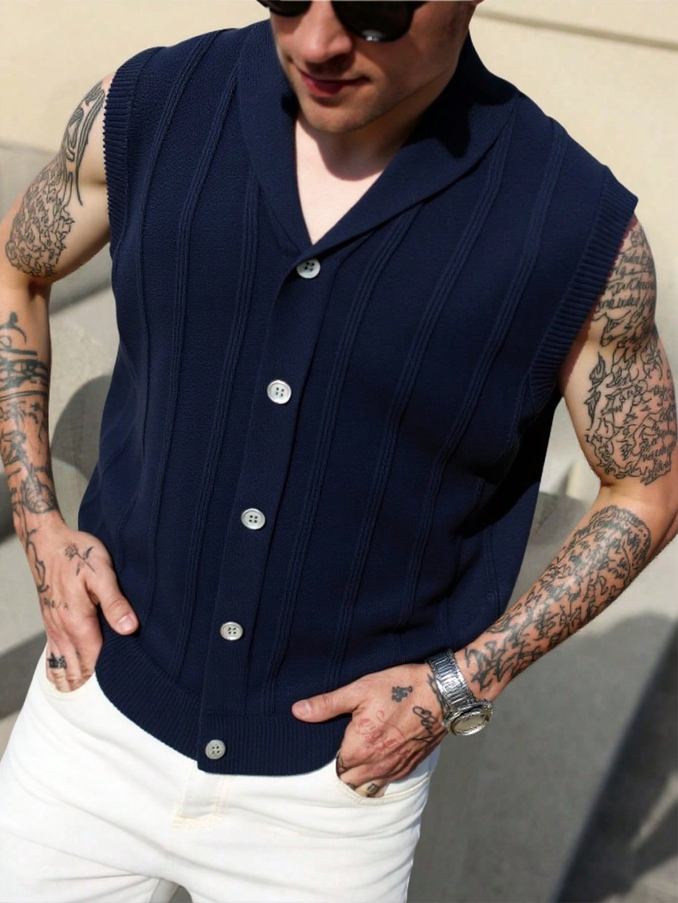 Chaleco de punto con cuello