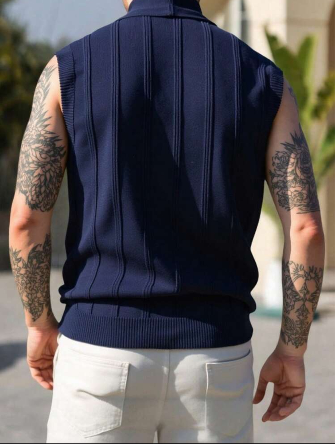 M - Chaleco de punto con cuello