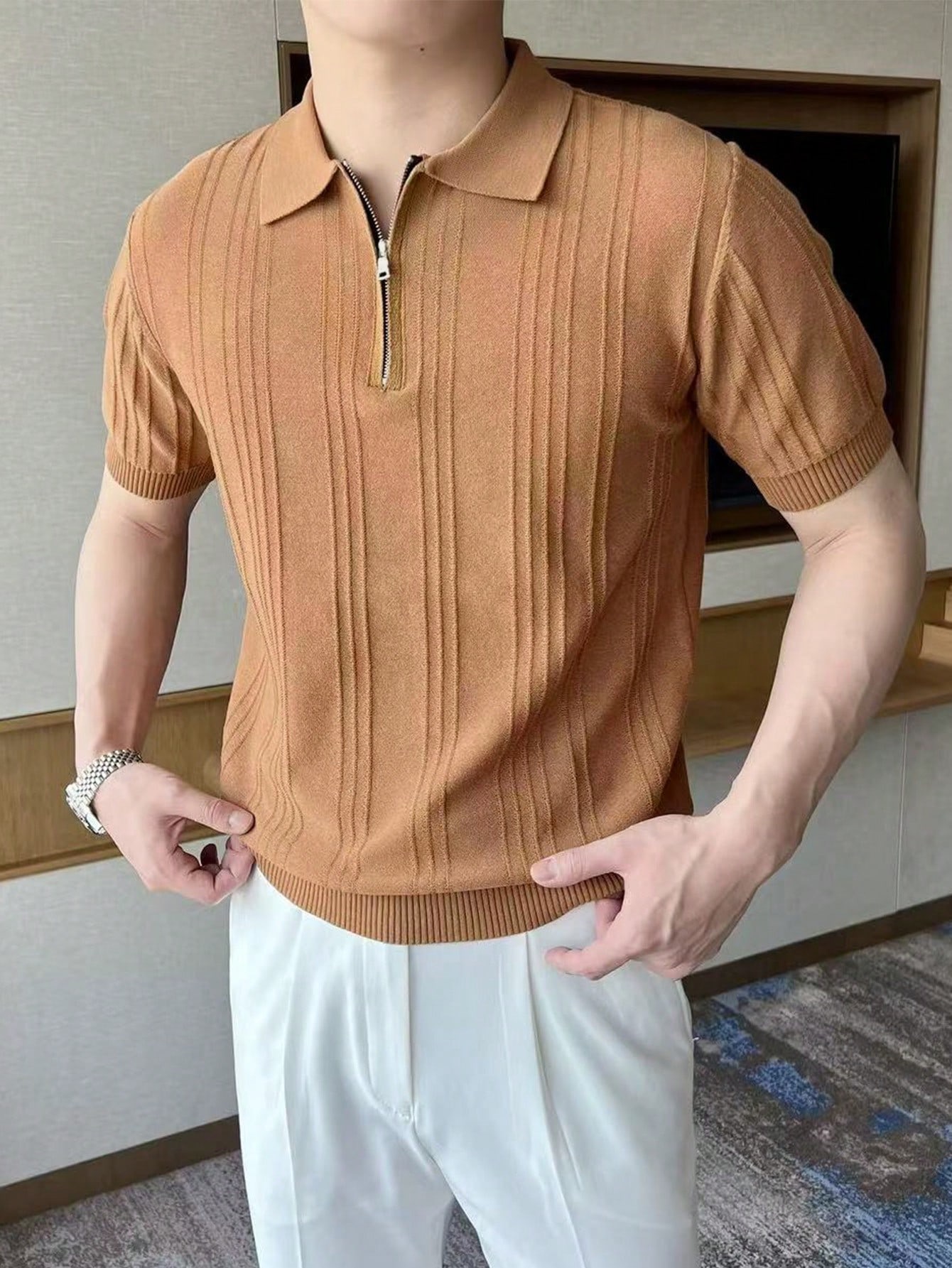 Polo de punto media cremallera