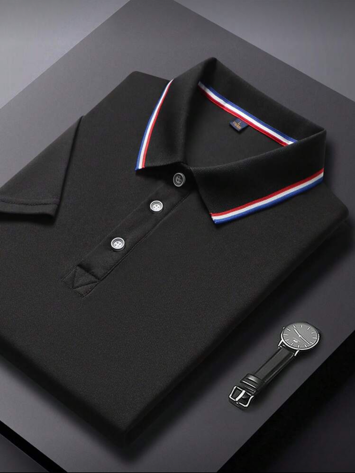 M - Polo con ribete de contraste