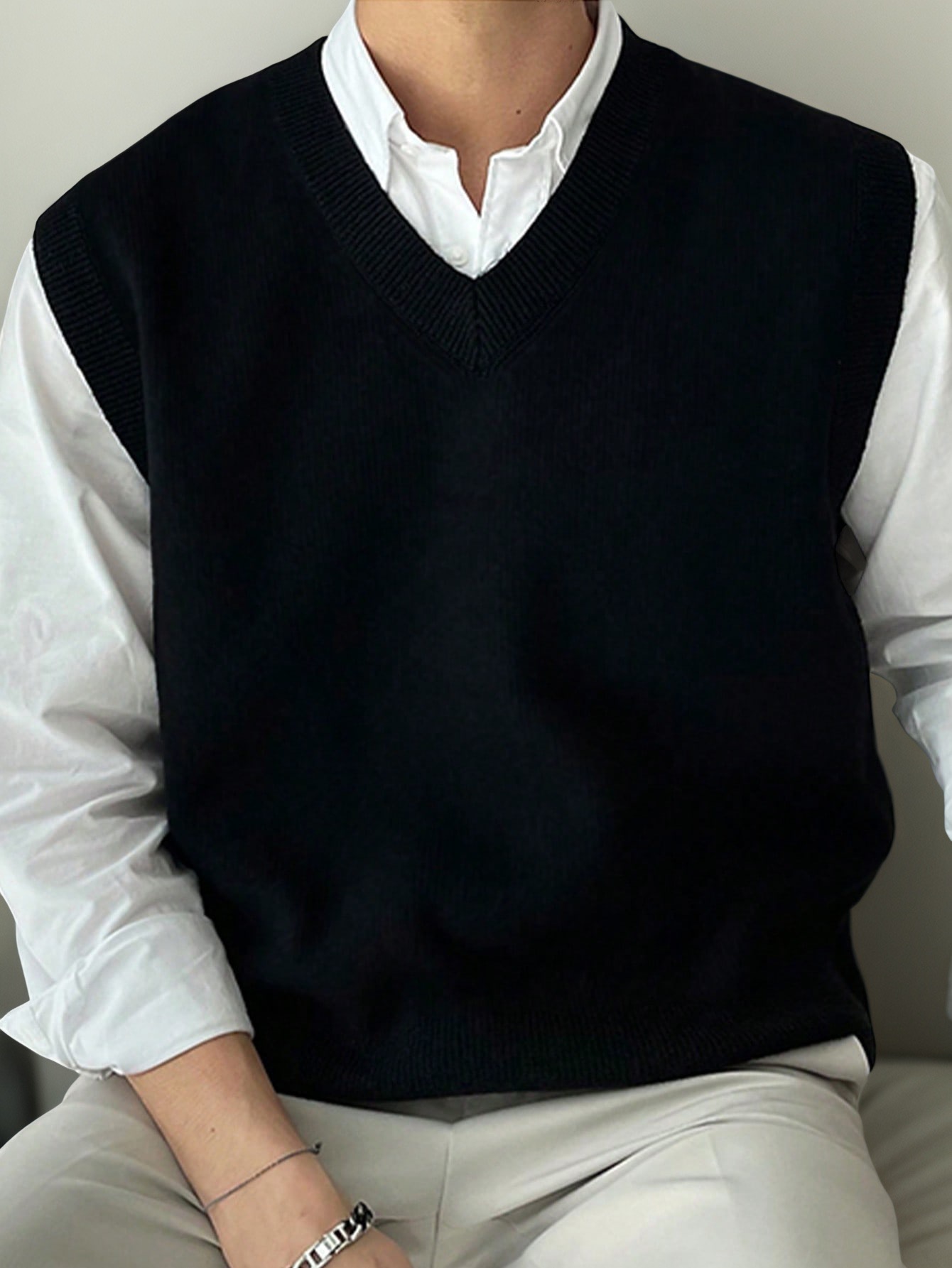 Chaleco de punto cuello V