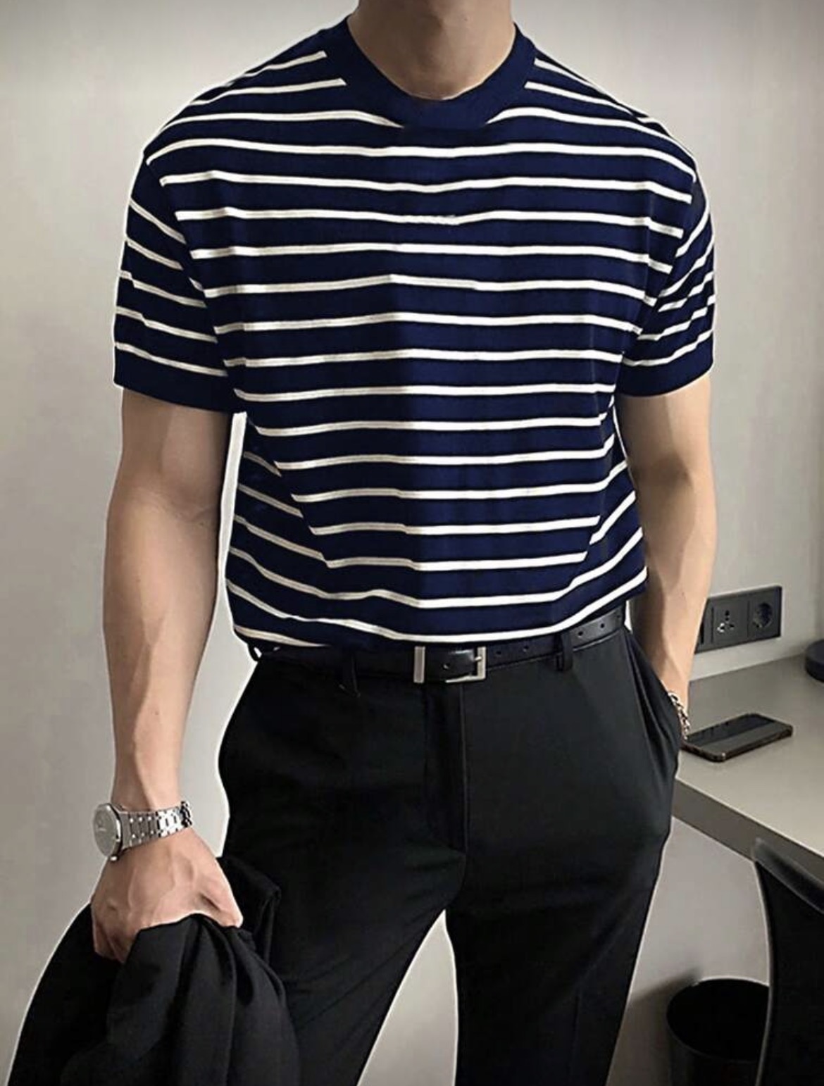 S - Camiseta de punto a rayas