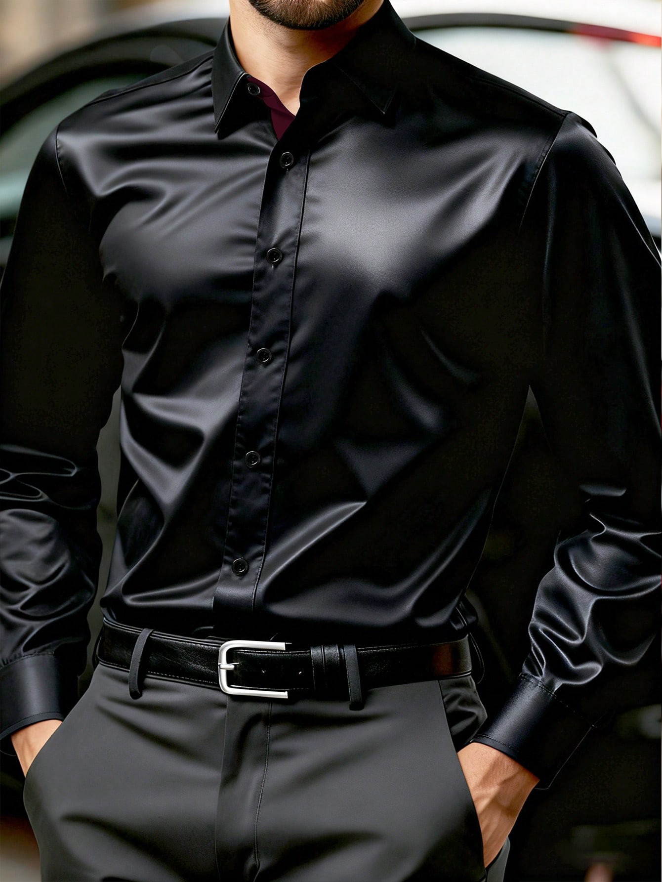 Camisa manga larga satén