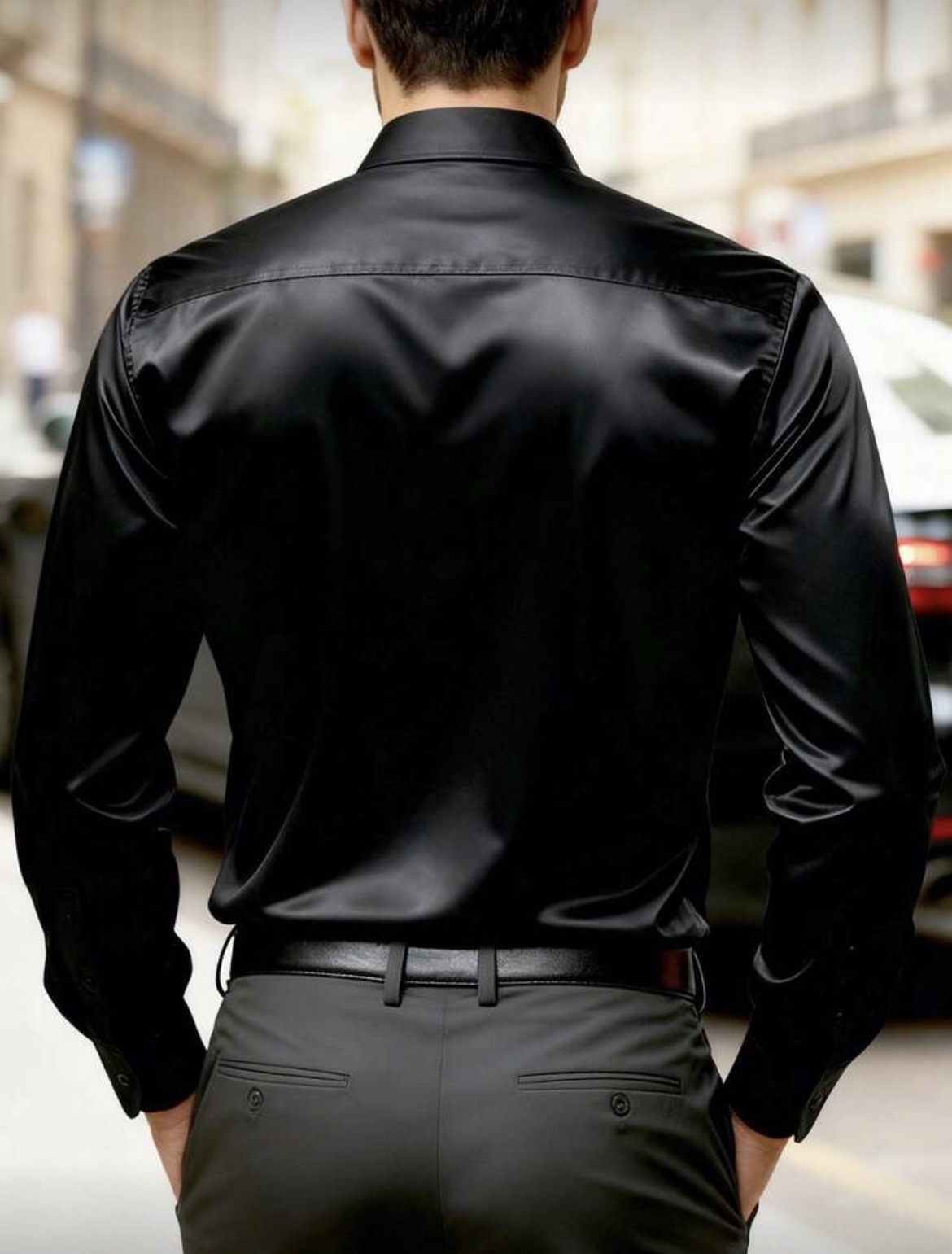 M - Camisa manga larga satén