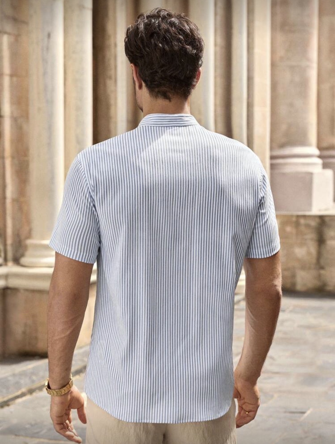 M - Camisa cuello mao a rayas