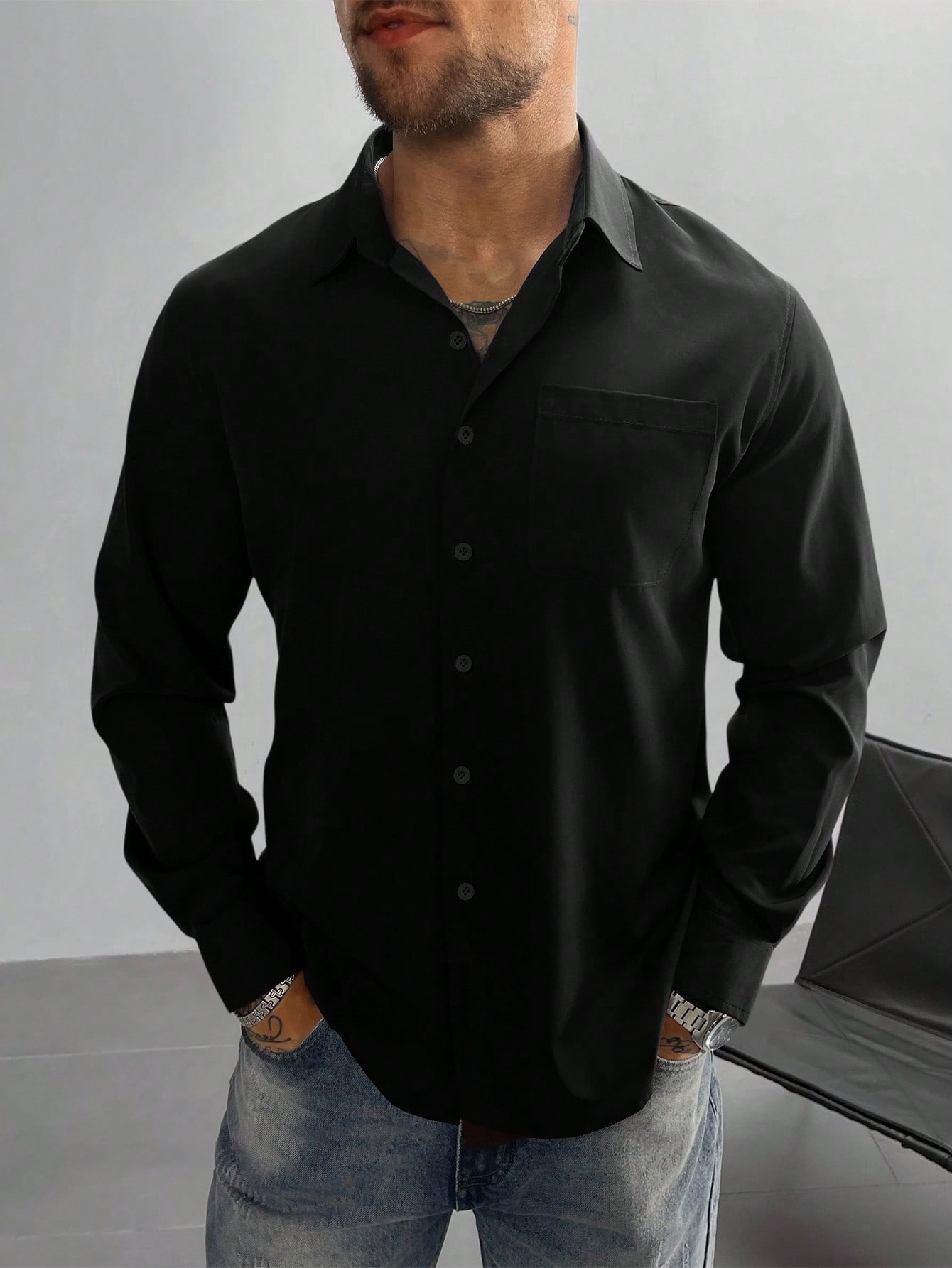 Camisa manga larga con bolsillo