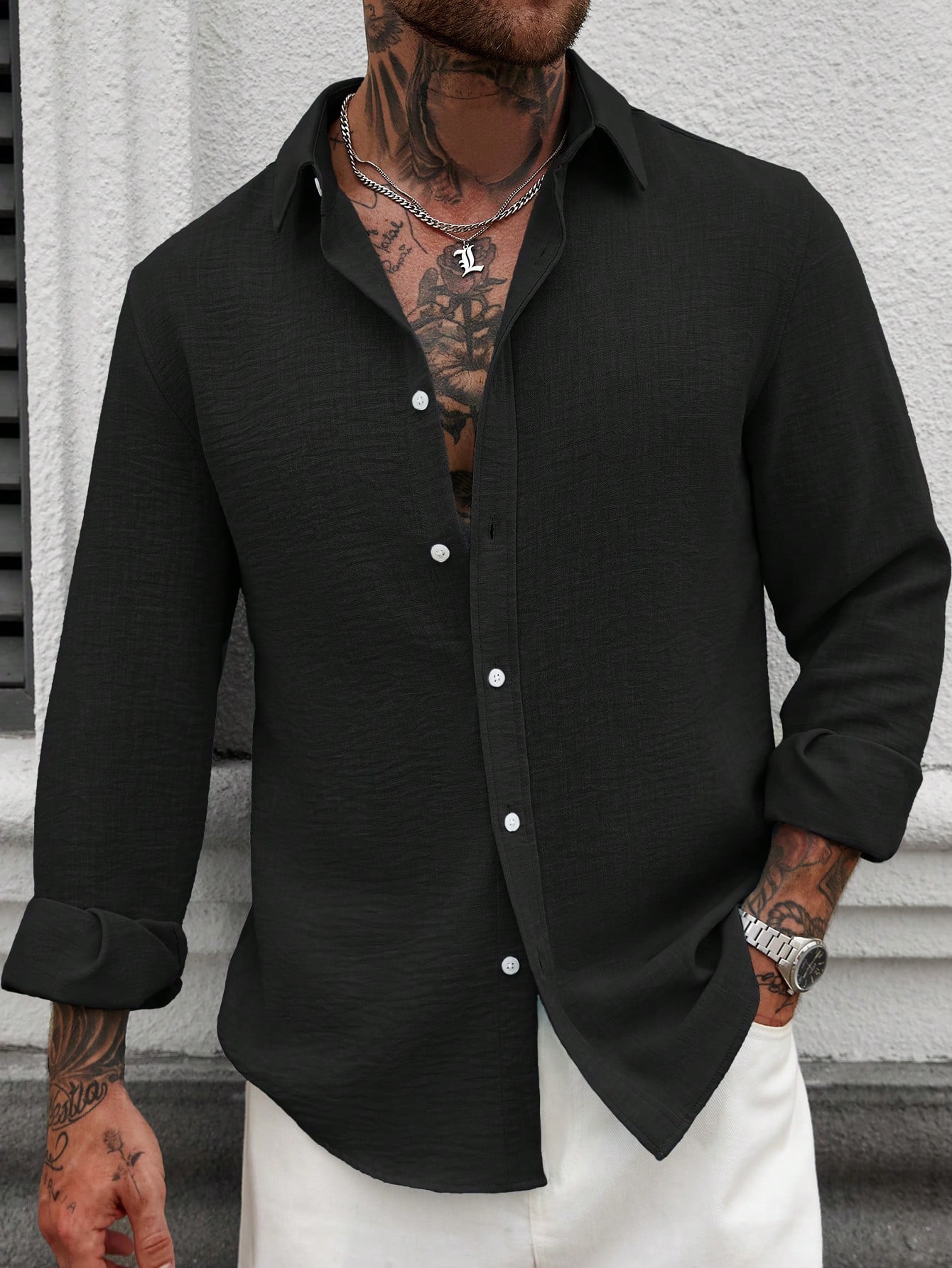 Camisa manga larga de lino
